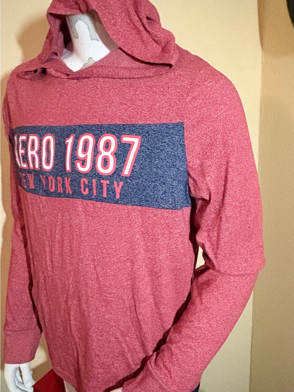 Aeropostale Red Hooded Long-Sleeve Graphic Tee